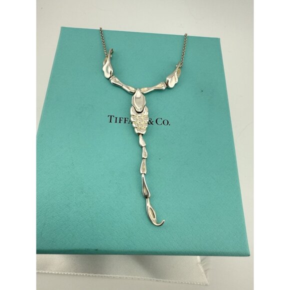 Tiffany & Co. Elsa Peretti Scorpion Pendant Necklace Sterling Silver 16” - Picture 1 of 9
